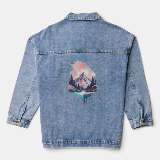 Mountains 11 waterfall, gift, hills, sun denim jacket