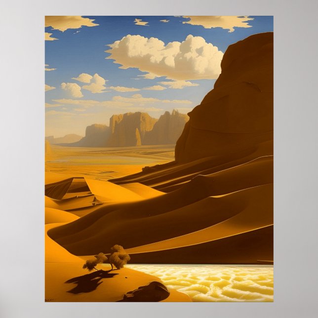 Mountains a desrt and a tree  poster (Front)