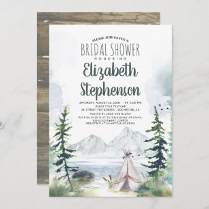 Mountains Adventure Boho Rustic Bridal Shower Invitation