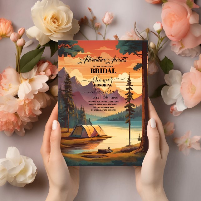 Mountains Adventure Boho Rustic Bridal Shower Invitation (Creator Uploaded)