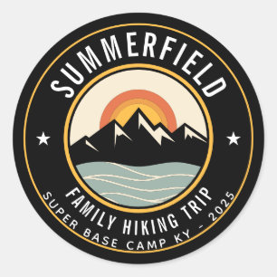 Mountains Adventure Family Hiking Trip Custom Classic Round Sticker