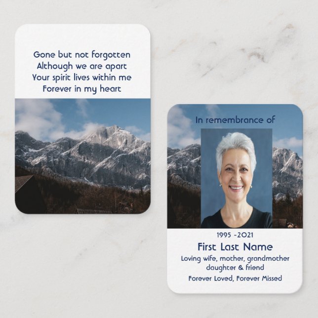 Mountains Alpine Home Memorial Pocket Keepsake Business Card (Front/Back)
