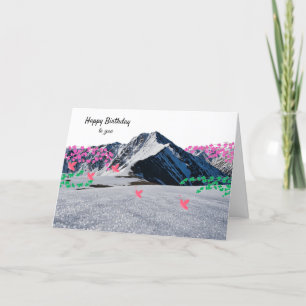 Mountains and Butterflies Birthday Card