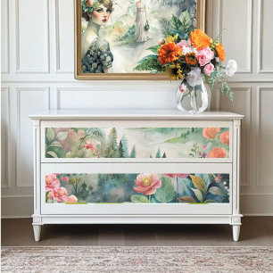 Mountains and Flowers Watercolor Decoupage Tissue Paper