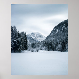 Mountains and frozen lake at Zgornje Jezersko, Slo Poster