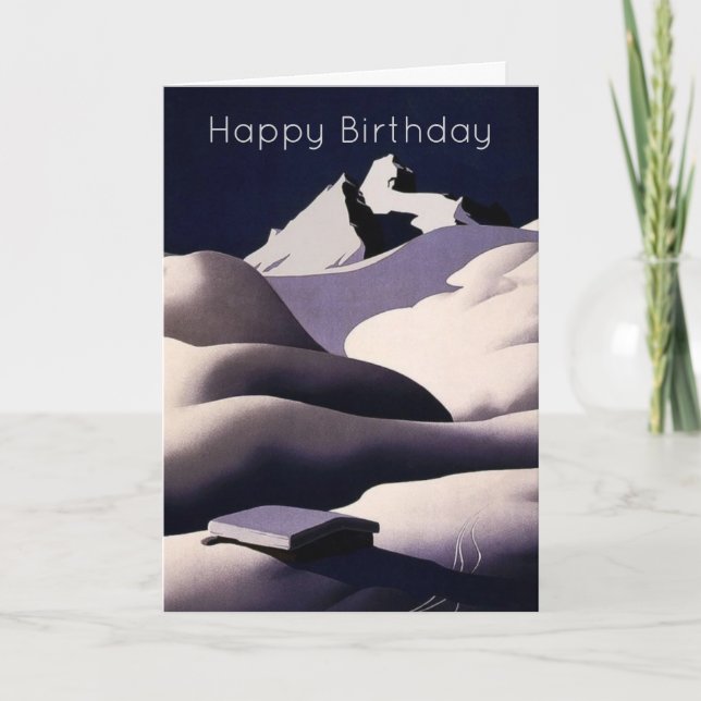 Mountains And Hills of Snow in Winter Birthday Card (Front)
