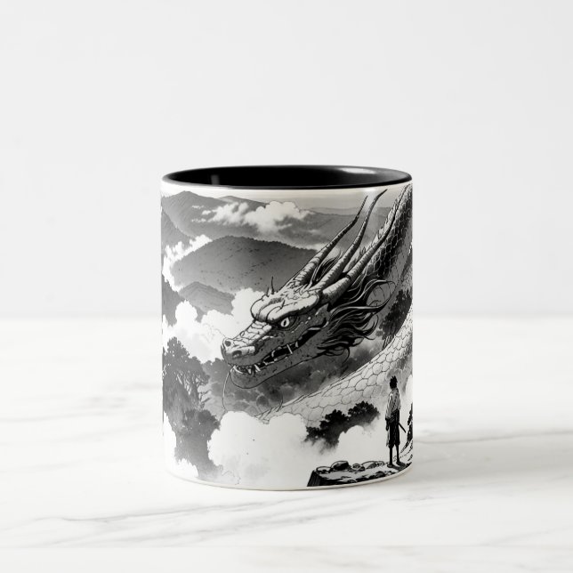 Mountains and Ink Dragon Mug (Center)