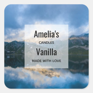 Mountains and Lake Scenic Nature - Candle Business Square Sticker