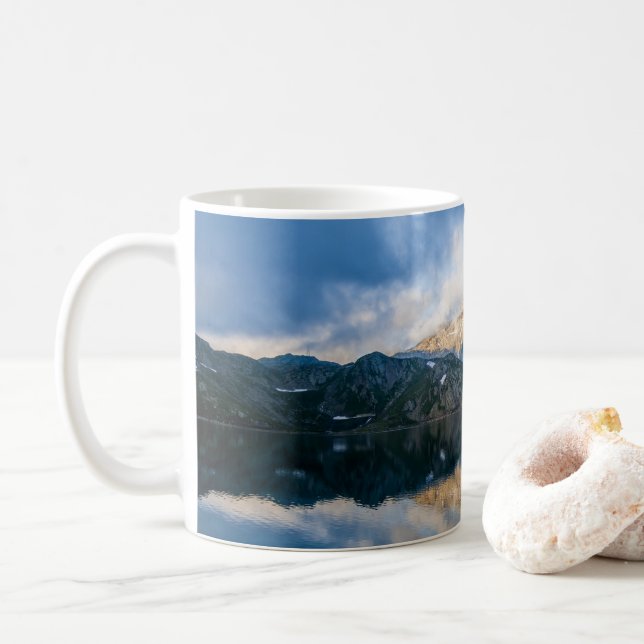 Mountains and Lake Scenic Nature Photo Coffee Mug (With Donut)