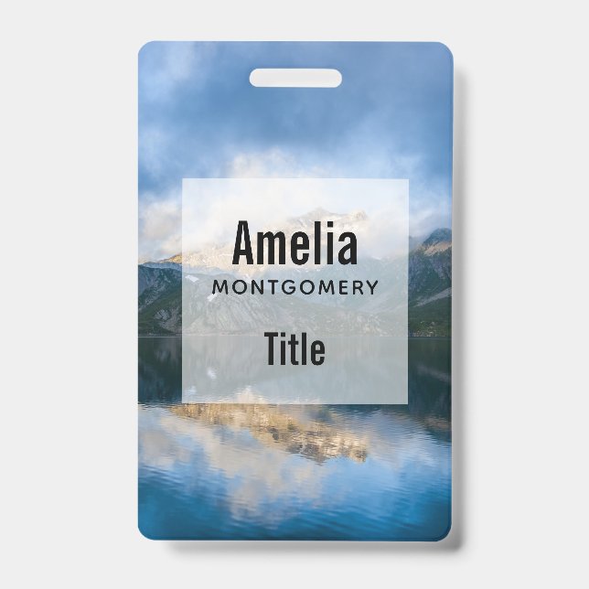 Mountains and Lake Scenic Nature Photo ID Badge (Front)
