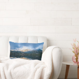 Mountains and Lake Scenic Nature Photo Lumbar Cushion