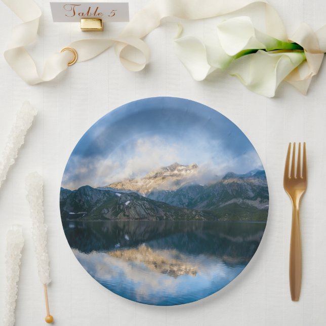Mountains and Lake Scenic Nature Photo Paper Plate (Wedding)