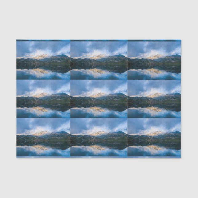 Mountains and Lake Scenic Nature Photo Pattern Tissue Paper (Front)
