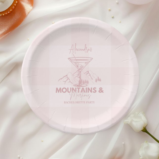 Mountains and Martinis Bachelorette Paper Plate (Creator Uploaded)