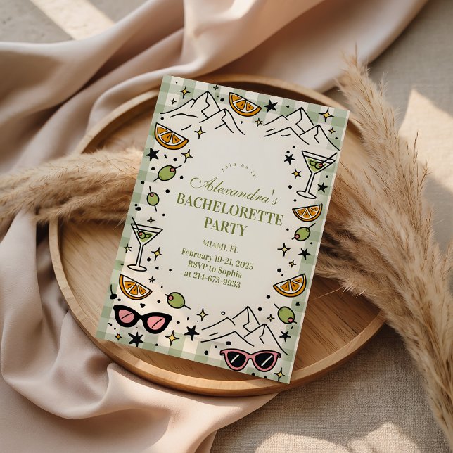 Mountains and Martinis Bachelorette Party Invitation (Creator Uploaded)