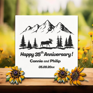 Mountains and Moose 35th Wedding Anniversary Napkin