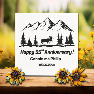 Mountains and Moose 55th Wedding Anniversary Napkin