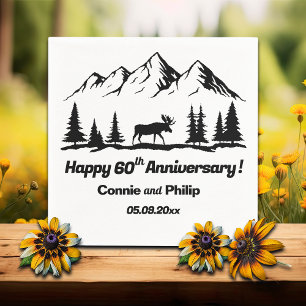 Mountains and Moose 60th Wedding Anniversary Napkin