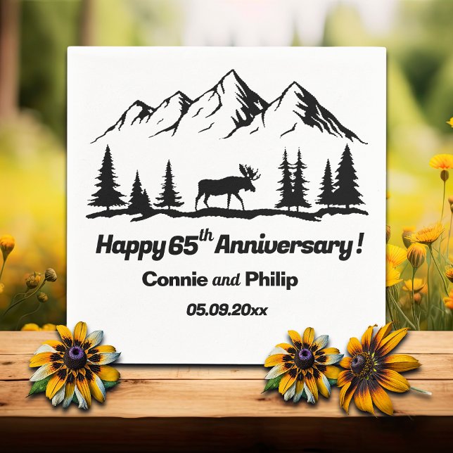 Mountains and Moose 65th Wedding Anniversary Napkin (Creator Uploaded)