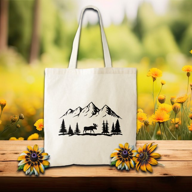 Mountains and Moose  Tote Bag (Creator Uploaded)