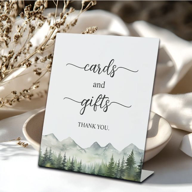 Mountains and Pines Elegant Cards and Gifts Pedestal Sign (Creator Uploaded)