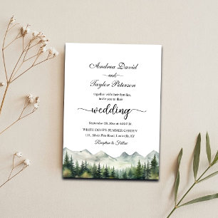 Mountains and Pines Elegant Wedding Invitation