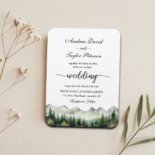 Mountains and Pines Elegant Wedding Invitation Magnet