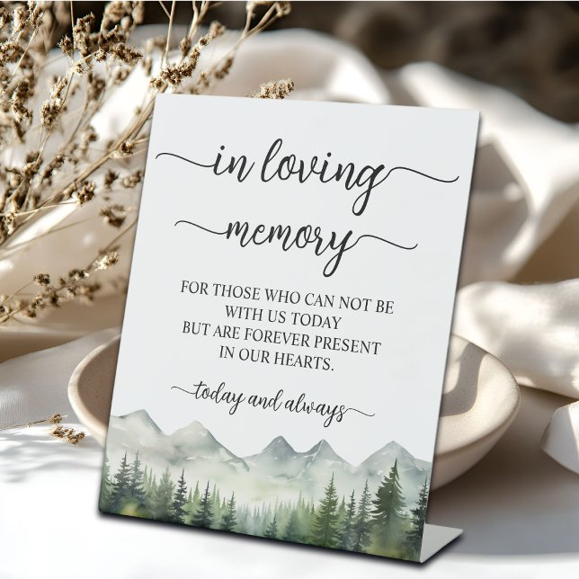 Mountains and Pines In Loving Memory Pedestal Sign (Creator Uploaded)