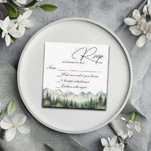Mountains and Pines Wedding RSVP Card