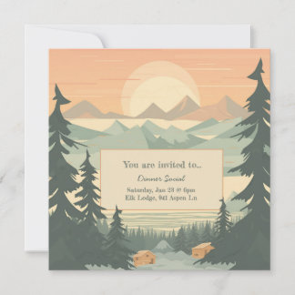 Mountains and Pinetree Customisable Invitation