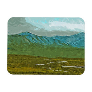 Mountains and Rivers of Denali Abstract Magnet