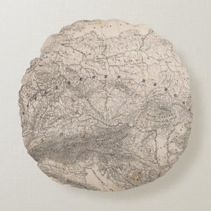 Mountains and Rivers of Europe Round Cushion