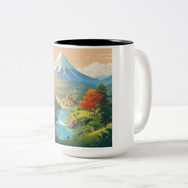 Mountains and rivers Two-Tone coffee mug (Front Right)