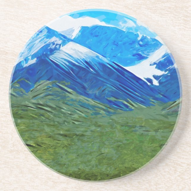 Mountains and Sky of Denali Alaska Abstract Coaster (Front)
