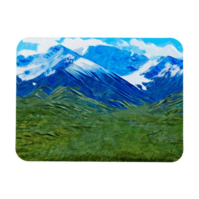 Mountains and Sky of Denali Alaska Abstract Magnet (Horizontal)