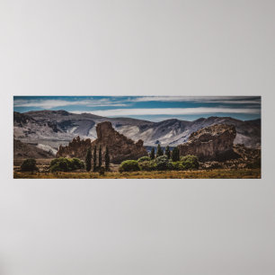 Mountains and steppe landscape, patagonia poster