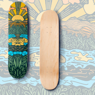 Mountains and Sun Skateboard