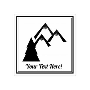 Mountains and Tree Rubber Stamp