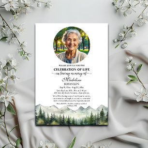 Mountains and Trees Celebration Of Life Funeral Invitation