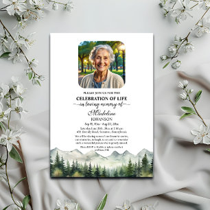 Mountains and Trees Celebration Of Life Funeral Invitation