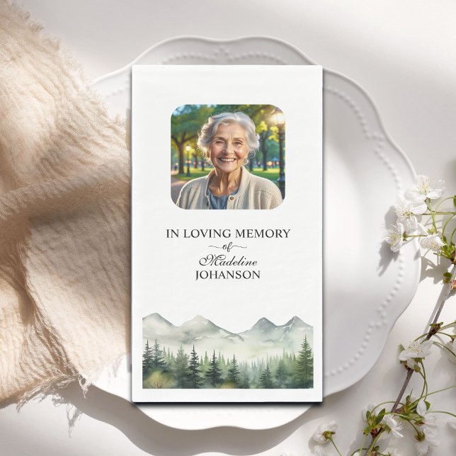 Mountains and Trees Celebration Of Life Funeral Napkin (Creator Uploaded)