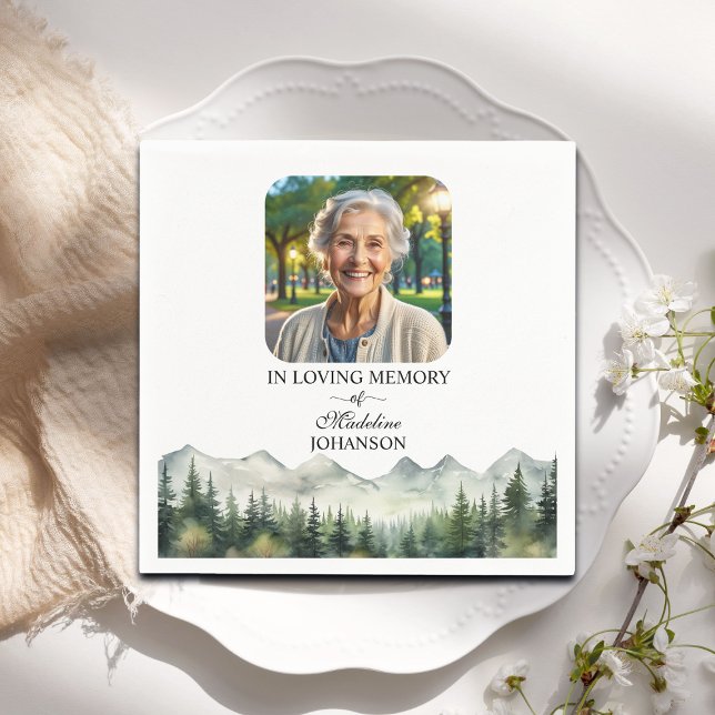 Mountains and Trees Celebration Of Life Funeral Napkin (Creator Uploaded)