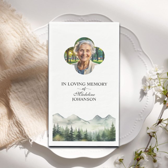 Mountains and Trees Celebration Of Life Funeral Napkin (Creator Uploaded)