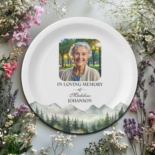 Mountains and Trees Celebration Of Life Funeral Paper Plate (Creator Uploaded)