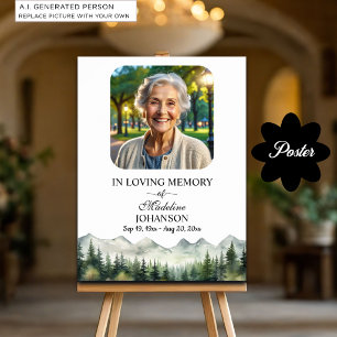 Mountains and Trees Celebration Of Life Funeral Poster