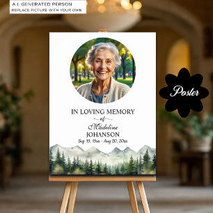 Mountains and Trees Celebration Of Life Funeral Poster