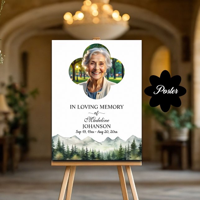 Mountains and Trees Celebration Of Life Funeral Poster (Creator Uploaded)