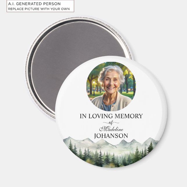 Mountains and Trees Celebration Of Life Keepsake Magnet (Creator Uploaded)