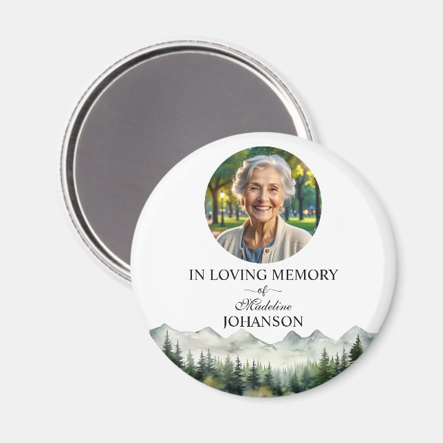 Mountains and Trees Celebration Of Life Keepsake Magnet (Front/Back)