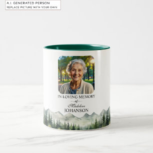 Mountains and Trees Celebration Of Life Keepsake Two-Tone Coffee Mug